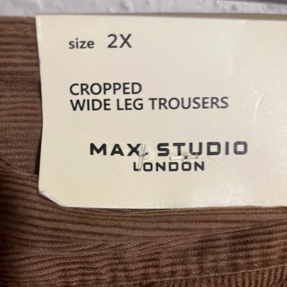 NWT Max Studio London Corduroy Cropped Wide Leg Pants  Plus 2X Brown MidRise - Picture 9 of 12